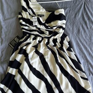 Express One Shoulder Zebra Print Dress